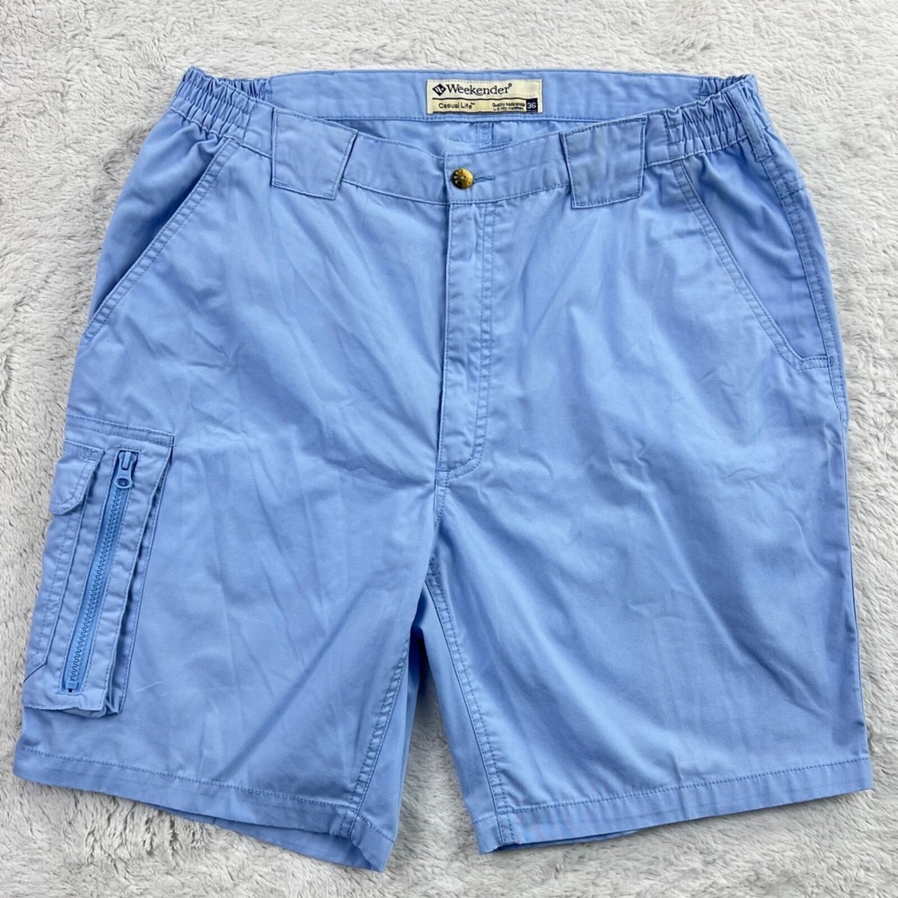 Weekender Casual Life Cargo Shorts‎ Men's 36 Blue Elastic Waist Pockets
